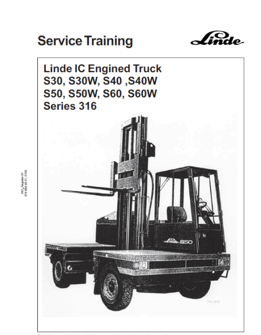 Linde S30, S30W, S40, S40W, S50, S50W, S60, S60W Forklift 316 Series Repair Manual - Image 5