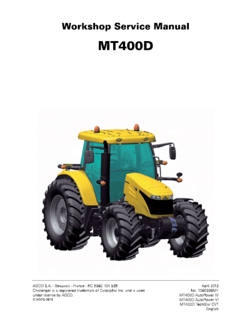 Challenger MT455D, MT465D, MT475D Tractor Service Manual - Image 2