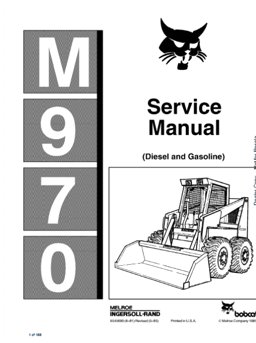 Bobcat M970 Loader Service Manual