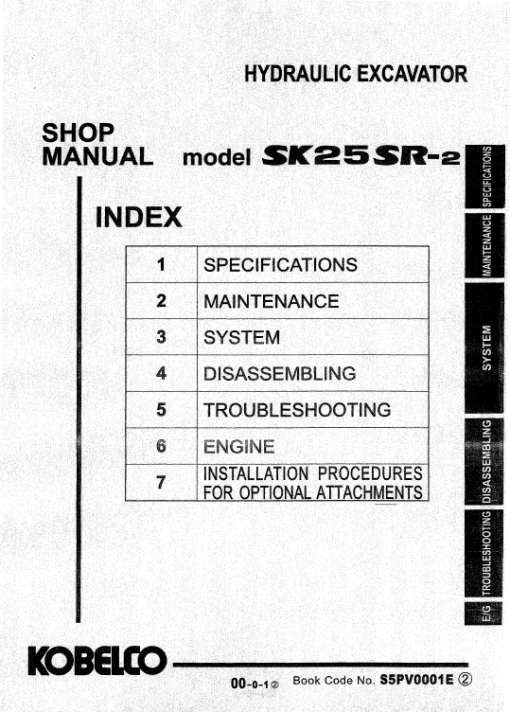 Kobelco SK25SR-2 Excavator Service Manual - Image 2