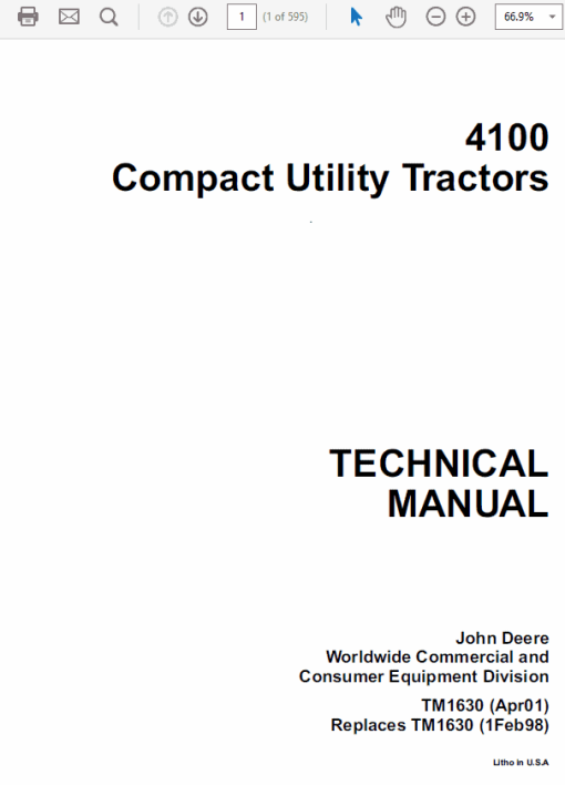 John Deere 4100 Compact Utility Tractors Technical Manual (TM1630) - Image 3