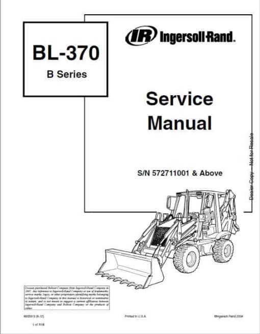 Bobcat BL370 (B-Series) Loader Service Repair Manual