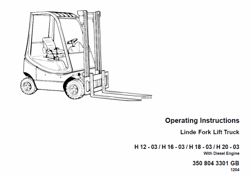 Linde Type 350 LPG Forklift Truck: H12, H16, H18, H20  Service Manual - Image 7