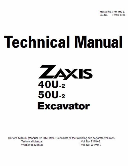 Hitachi ZX40U-2, ZX50U-2 Excavator Service Repair Manual