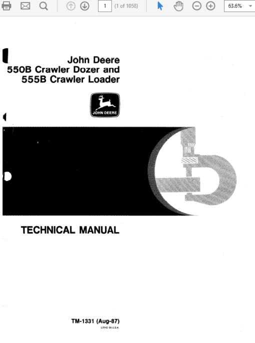 John Deere 550B, 555B Crawler Bulldozer Loader Technical Manual