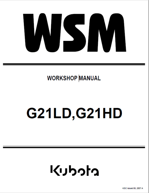 Kubota G21LD, G21HD Mower Workshop Service Manual