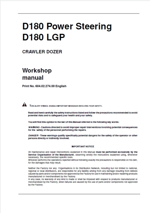 New Holland D180 LT, D180 XLT, D180 LGP Crawler Dozer Repair Service Manual - Image 2