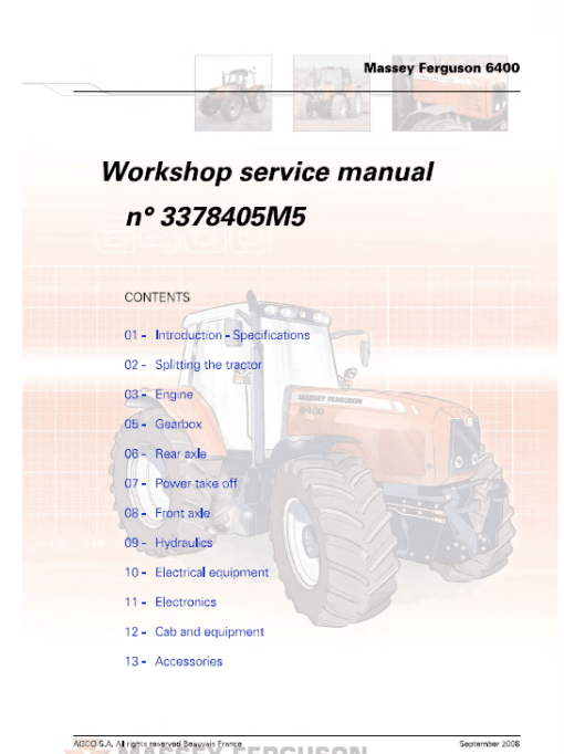 Massey Ferguson 6485, 6490, 6495, 6497, 6499 Tractor Service Manual - Image 2