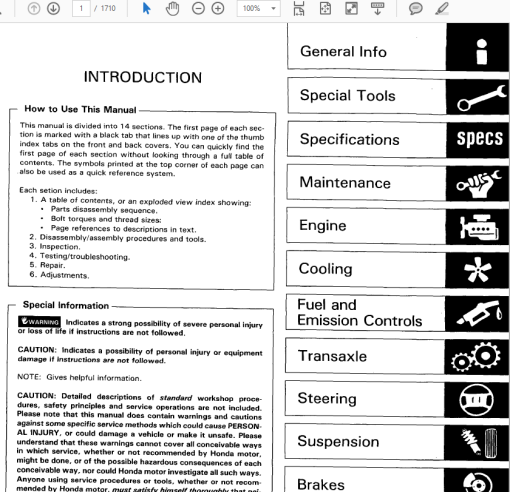 Honda Accord 1986, 1987, 1988, 1989, 1990, 1991, 1992,1993 Repair Manual - Image 6