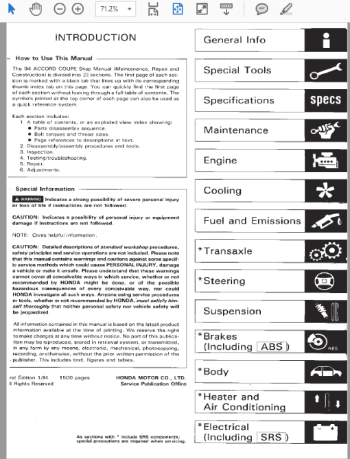 Honda Accord 1994, 1995, 1996, 1997 Repair Manual - Image 6