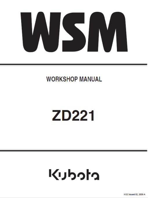 Kubota ZD221 Mower Workshop Service Manual