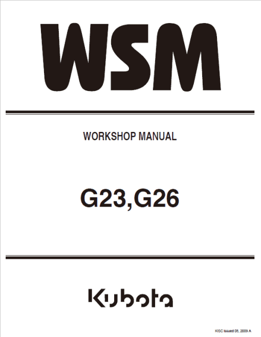 Kubota G23, G26 Mowers Workshop Service Manual