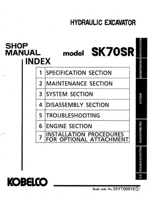 Kobelco SK70SR Excavator Service Manual - Image 3