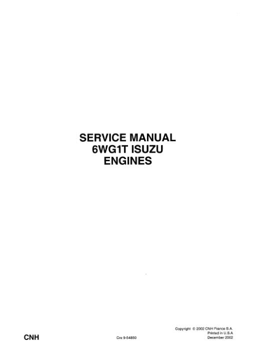 Isuzu 6WG1T Engines Service Manual