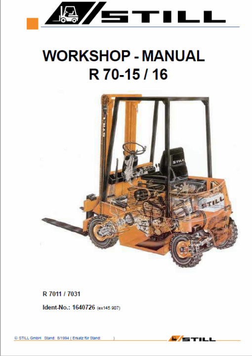 Still Electric Fork Truck R70: R70-16 R70-18 R70-20 Repair Circuit Workshop Operating Manual - Image 2