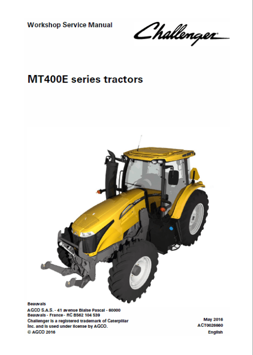 Challenger MT485E, MT495E Tractor Service Manual