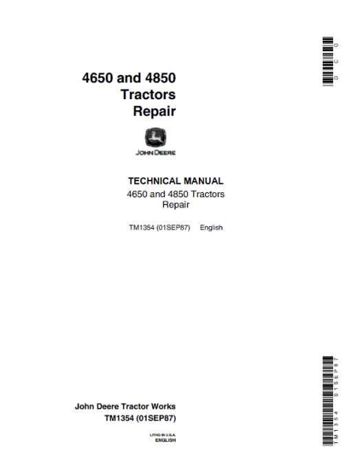 John Deere 4650, 4850 Tractors Repair Technical Manual