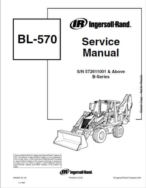 Bobcat BL570 (B-Series) Loader Service Repair Manual