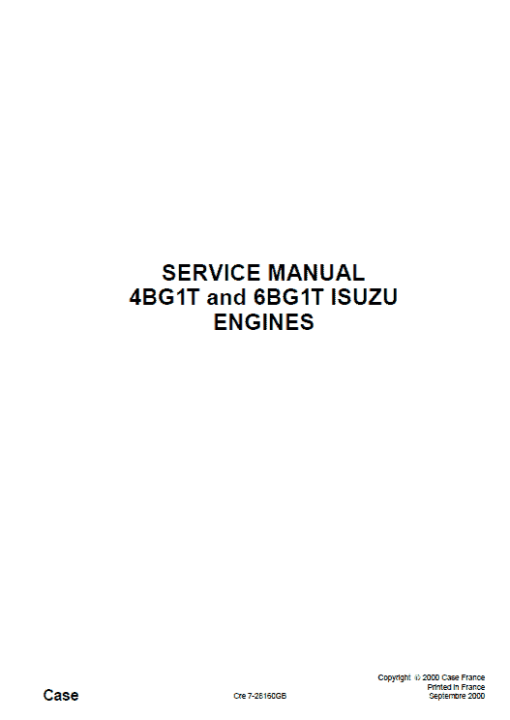 Isuzu 4BG1T and 6BG1T Engines Service Manual