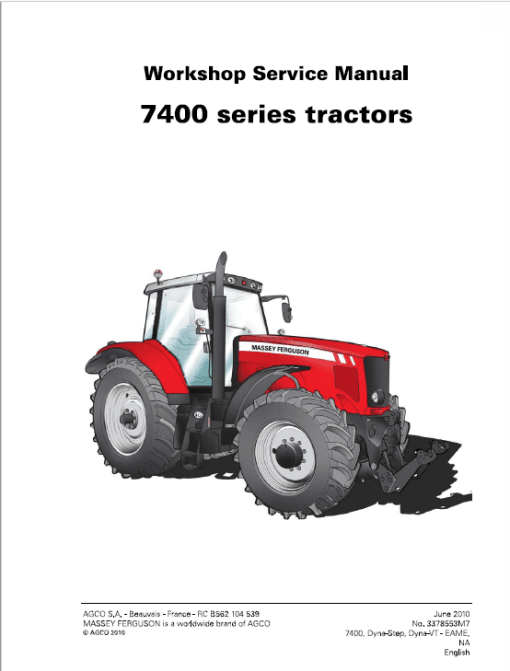 Massey Ferguson 7485, 7490, 7495, 7497, 7499 Tractor Service Manual