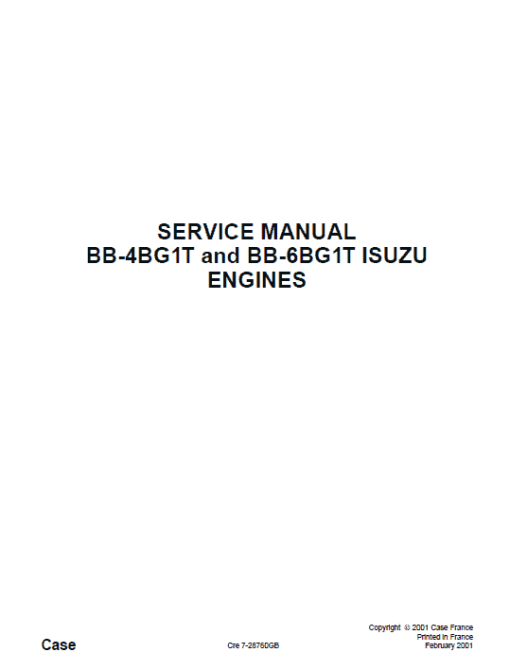 Isuzu AA-4BG1T, AA-6BG1, BB-4BG1T and BB-6BG1T Engines Service Manual - Image 2