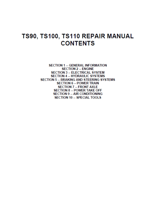 New Holland TS90, TS100, TS110 Tractor Service Manual