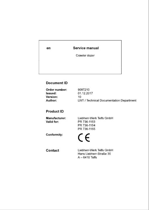 Liebherr PR 736 Crawler Dozer Repair Service Manual