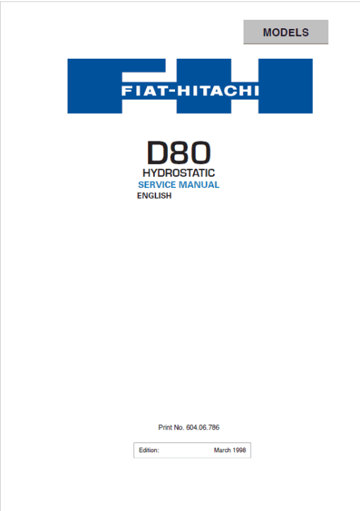 Fiat Hitachi D80 Crawler Dozer Repair Service Manual