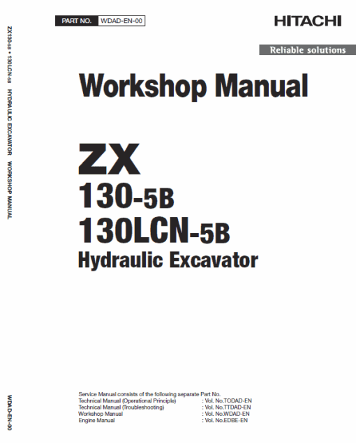 Hitachi ZX130-5B and ZX130LCN-5B Excavator Service Repair Manual