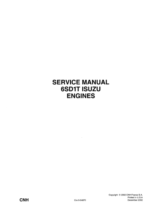 Isuzu 6SD1T Engines Service Manual