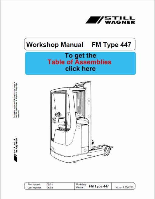 Still FM Type 429 and Type 447 Reach Truck Workshop Repair Manual