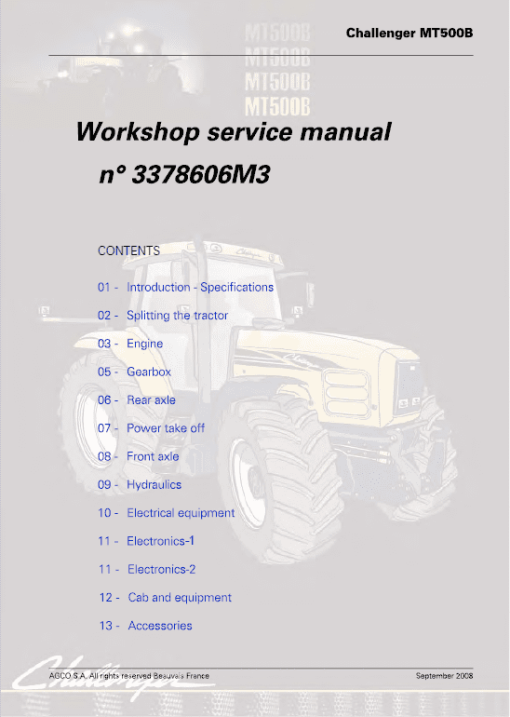 Challenger MT525B, MT535B, MT545B, MT555B Tractor Workshop Manual - Image 4