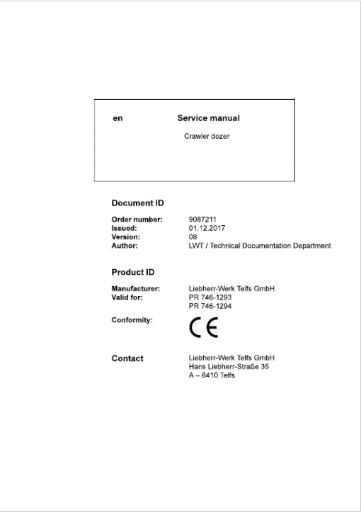 Liebherr PR 746 Crawler Dozer Repair Service Manual