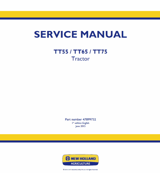 New Holland TT55, TT65, TT75 Tractor Service Manual