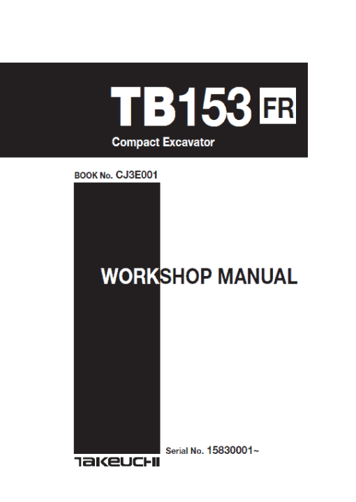 Takeuchi TB153 Compact Excavator Service Manual