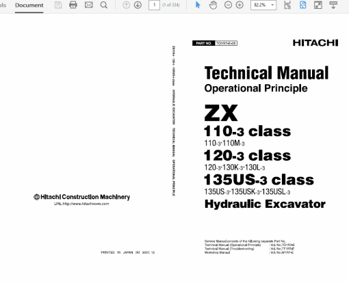 Hitachi ZX110-3, ZX120-3, ZX135US-3 Excavator Service Repair Manual - Image 9