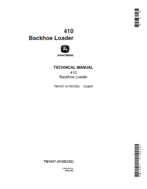 John Deere 410 Backhoe Loader Technical Manual (TM1037 and TM4290)