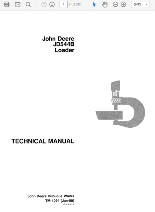 John Deere 544B Loader Repair Technical Manual (TM1094 and TM3202)