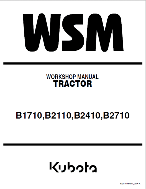 Kubota B1710, B1710D, B2110, B2110D, B2110DB, B2110HDB Tractor Manual