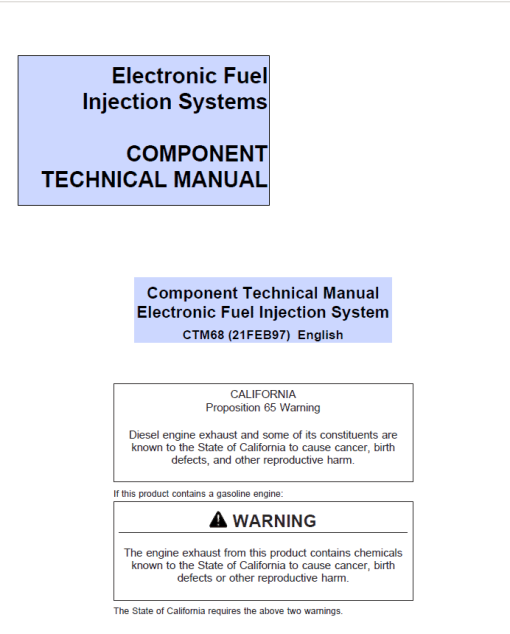 John Deere Electronic Fuel Injection Systems Repair Technical Manual (CTM68)