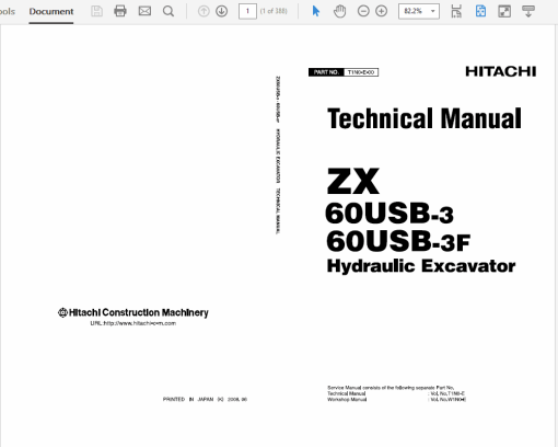 Hitachi ZX60USB-3, ZX60USB-3F Excavator Service Repair Manual - Image 2