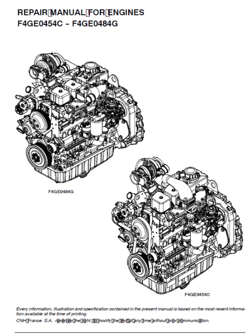 Iveco F4GE0454C and F4GE0484C Engines Service Manual