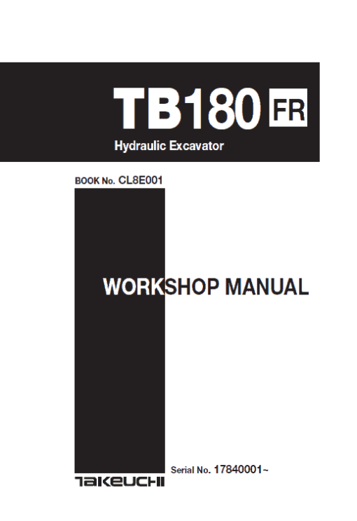 Takeuchi TB180 Compact Excavator Service Manual