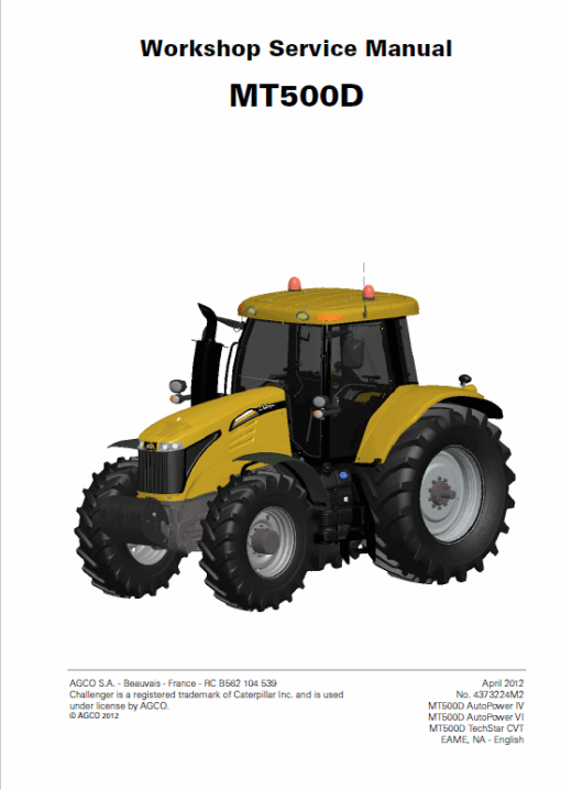 Challenger MT555D, MT565D, MT575D, MT585D, MT595D Tractor Workshop Manual - Image 2