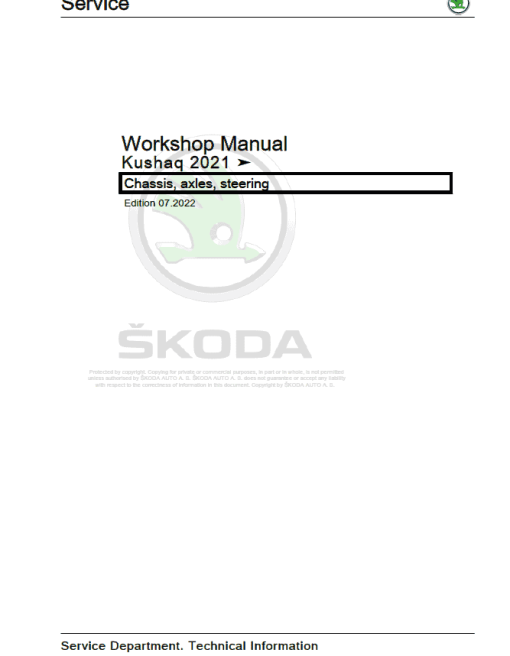 SKODA KUSHAQ (PA) Repair Service Manual