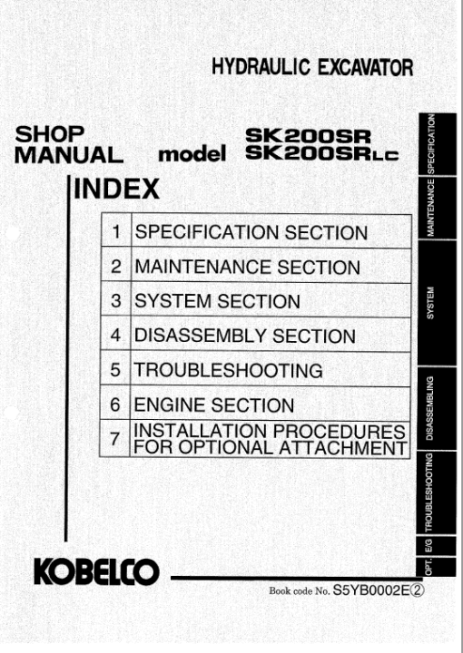 Kobelco SK200SR and SK200SR-LC Excavator Service Manual - Image 3