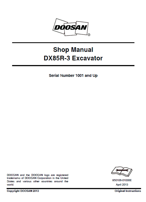 Doosan DX85R-3 Excavator Service Manual