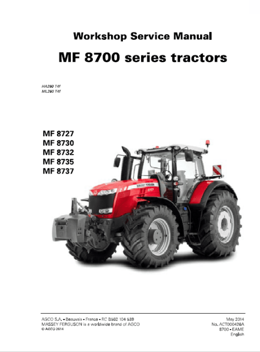 Massey Ferguson 8727, 8730, 8732, 8735, 8737 Tractor Service Manual