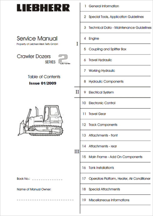 Liebherr PR 712, PR 722, PR 732, PR 742, PR 752 Crawler Dozer Service Manual