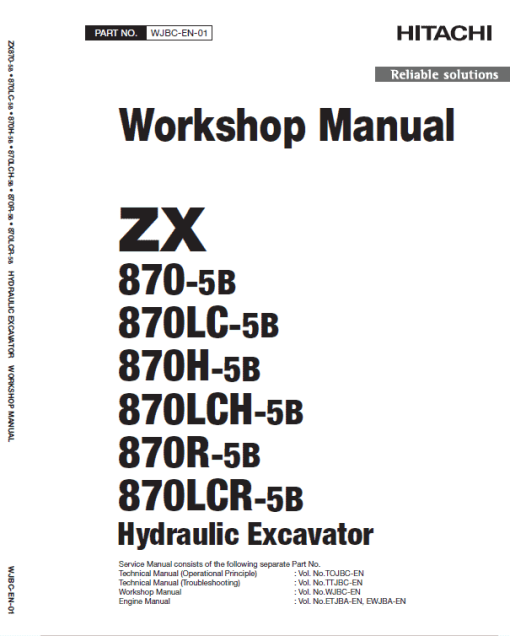 Hitachi ZX870-5B Excavator Service Repair Manual